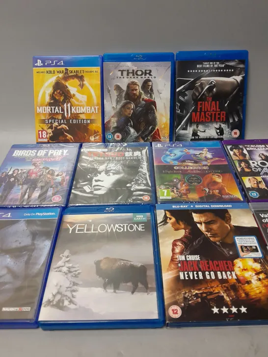 APPROXIMATELY 23 ASSORTED DVDS AND GAMES TO INCLUDE THE BATMAN (BLU-RAY), THE LAST OF US 2 (PS4), BLACKLIST THE COMPLETE THIRD SEASON, ETC