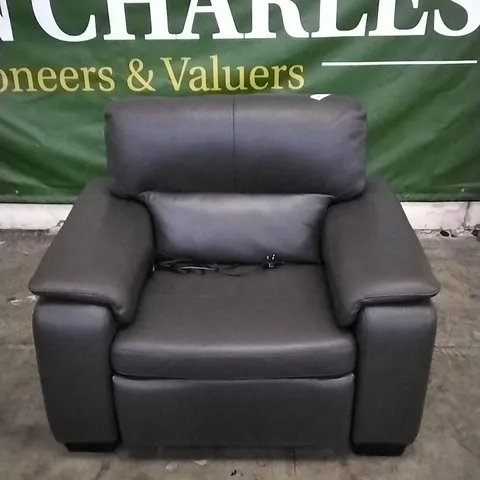 QUALITY ITALIAN DESIGNER GRADO CHARCOAL GREY LEATHER POWER RECLINER ARMCHAIR