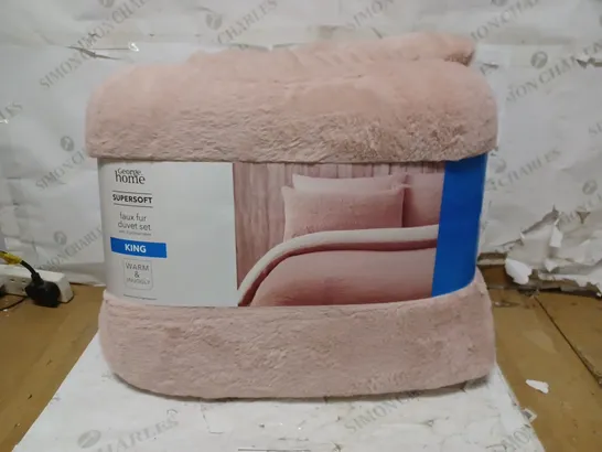 BRAND NEW SUPER SOFT FAUX FUR DUVET SET - KING - PINK 