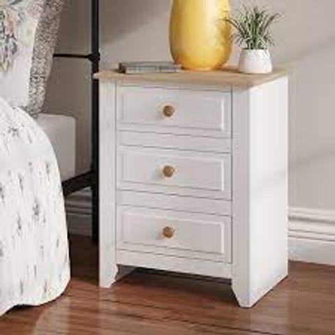 BOXED ANTONIA 3 DRAWER BEDSIDE TABLE