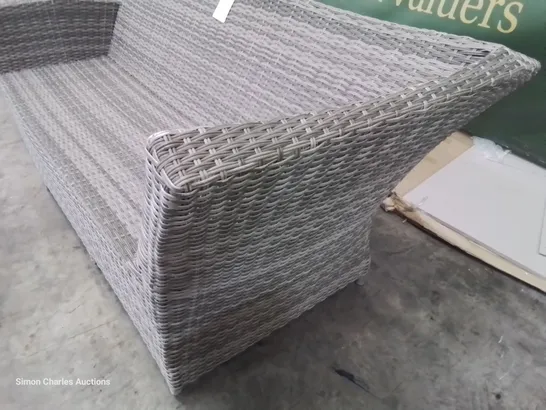 DESIGNER GREY RATTAN THREE SEATER CORNER SOFA SECTION