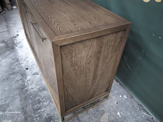 DESIGNER OAK WITH BRASS INLAY TRIPLE DOOR SIDEBOARD W 160cm