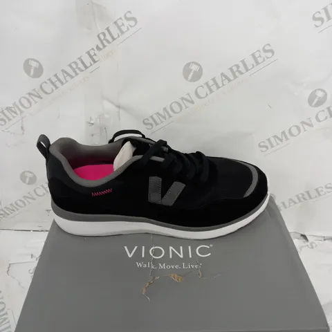 BOXED VIONIC DELMAR AYSE TRAINERS, BLACK - SIZE 8