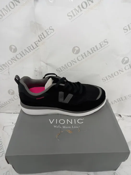 BOXED VIONIC DELMAR AYSE TRAINERS, BLACK - SIZE 8