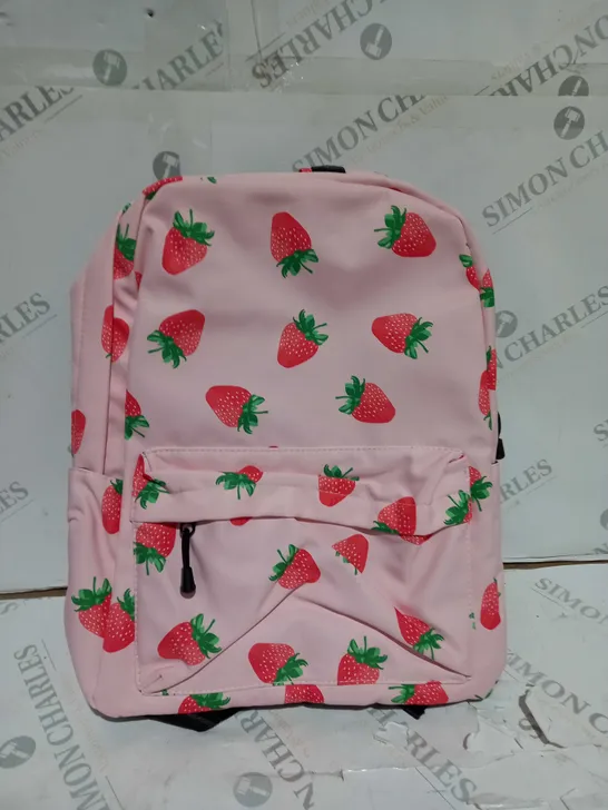 KIDS PINK STRAWBERRY PRINT BACKPACK 