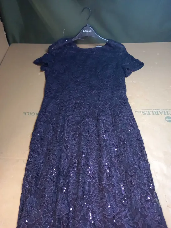 ROMAN PURPLE SEQUIN PURPLE DRESS - UK 12 