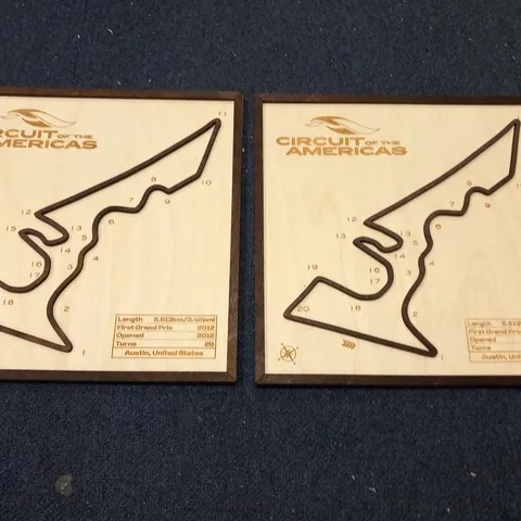 2 ASSORTED CIRCUITS OF THE AMERICAS ON PLY WOOD