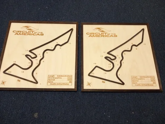 2 ASSORTED CIRCUITS OF THE AMERICAS ON PLY WOOD