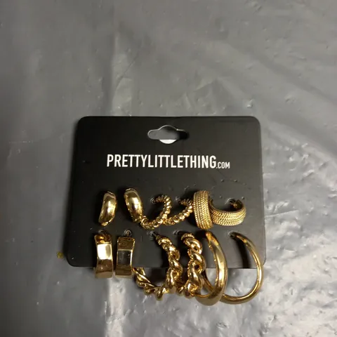 LOT OF 6 PRETTY LITTLE THING TEXTURED SMALL HOOP EARRINGS GOLD COLOURED