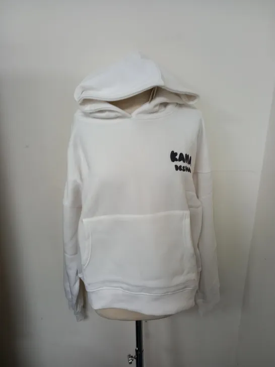 KAIIA OVERSIZED POCKET FRONT HOODIE WHITE UK 10