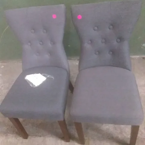 X2 BEWLEY SLATE FABRIC BUTTON BACK DINING CHAIR DARK LEG