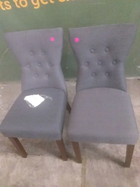 X2 BEWLEY SLATE FABRIC BUTTON BACK DINING CHAIR DARK LEG