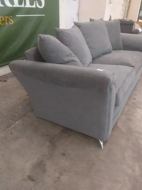 DESIGNER 3 SEATER SOFA GREY PLUSH FABRIC