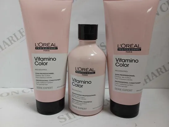 3 LOREAL VITAMINO COLOUR ITEMS INCLUDING SHAMPOO (300ML) AND CONDITIONER (200ML)