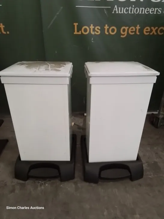 TWO METAL PEDAL BIN WHITE