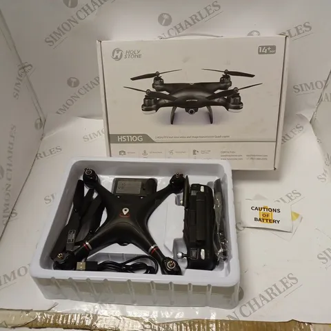 BOXED HOLY STONE 2.4GHZ REAL-TIME VIDEO/IMAGE TRANSMISSION QUAD-COPTER - MODEL HS110G - WITH TRANSMITTER, BATTERY, USB CABLE AND ACCESSORIES 