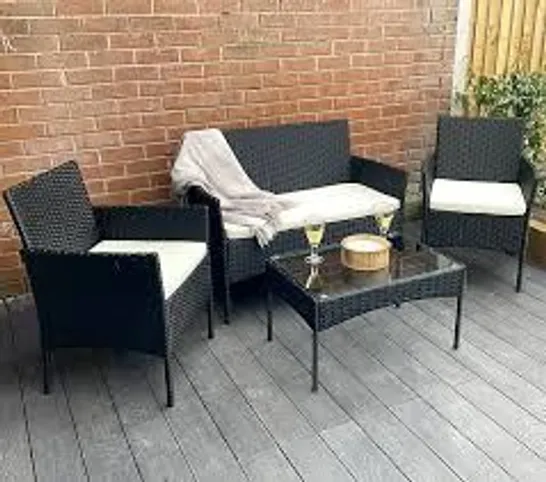  BOXED OUTDOOR LIVING 4 SEAT BLACK RATTAN SET - BLACK (1 BOX)