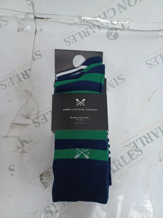 CREW CLOTHING COMPANY- 3 PACK BAMBOO SOCKS- ONE SIZE