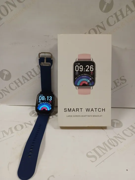 BOXED UNBRANDED SMART WATCH WITH DARK BLUE STRAP 