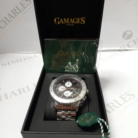 GAMAGES OF LONDON LIMITED EDITION HAND ASSEMBLED DYNAMIC SPORTS AUTOMATIC WATCH - STEEL 