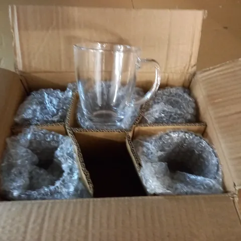 BOXED SET OF 6 GLASS MUGS