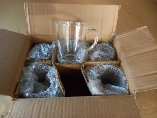 BOXED SET OF 6 GLASS MUGS