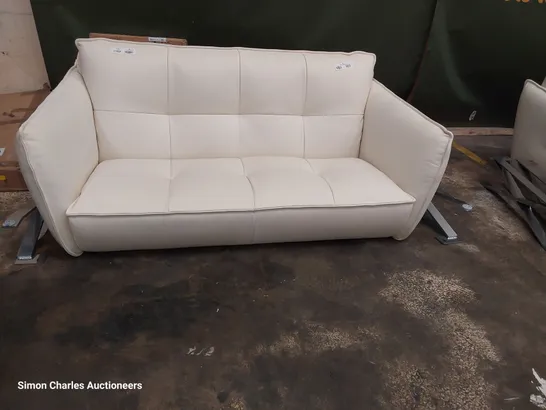 QUALITY ITALIAN DESIGNER SEVILLE TWO SEATER LOVE SEAT / SOFA WHITE LEATHER 