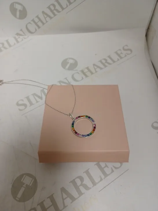 DIAMONIQUE MULTI COLOURED STONE RING NECKLACE 