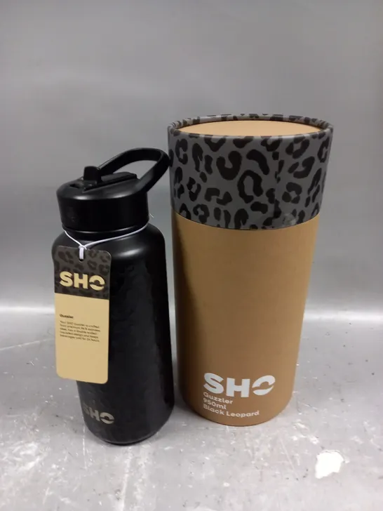 BOXED SHO GUZZLER 950ML DRINKS CONTAINER - BLACK LEOPARD 