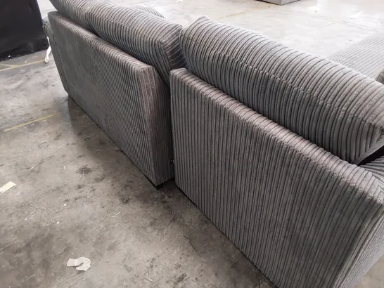 DESIGNER CHAISE SOFA GREY JUMBO CHORD FABRIC