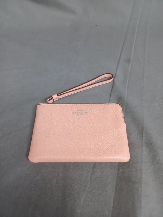 COACH PEBBLED LEATHER CORNER ZIP PURSE