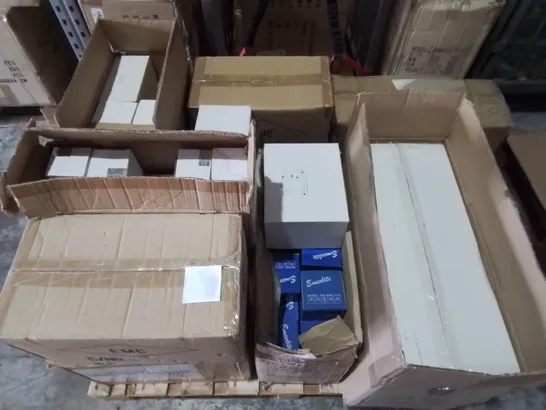 PALLET CONTAINING 11 MULTIPACK BOXES OF ASSORTED LIGHTING ITEMS TO INCLUDE 3-LAMP CEILING LIGHT, DOWNLIGHT AND SPOTLIGHTS