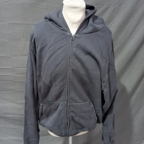 YZY WASHED BLACK ZIP UP JACKET WITH HOOD - LARGE