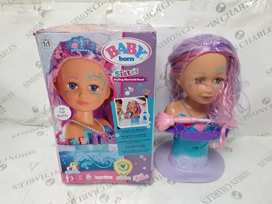 BOXED BABY BORN SISTER STYLING MERMAID HEAD RRP £39.99