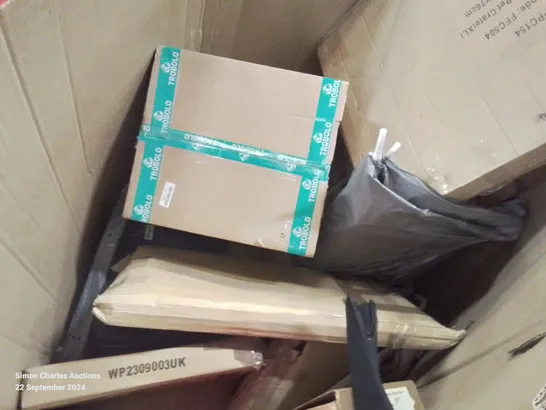 PALLET OF MIXED BOXED HOUSEHOLD ITEMS TO INCLUDE; SINK WET SUIT, RIFLE CASE ETC.