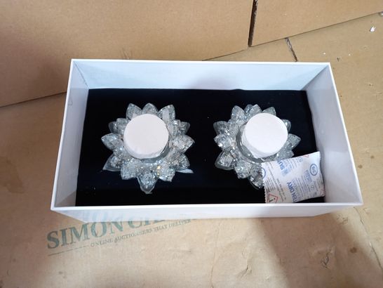 JM BY JULIEN MACDONALD SET OF LOTUS FLOWER TEALIGHT HOLDERS SILVER 