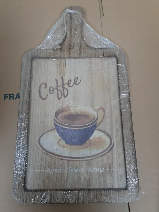 LOT OF 14 BRAND NEW WOODEN COFFEE HANGING DECORATIONS 