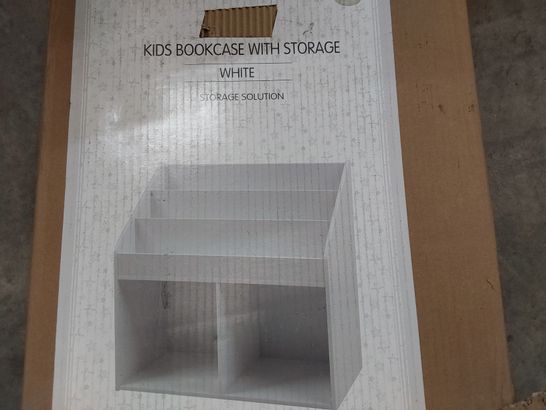BOXED DESIGNER KIDS BOOKCASE WITH STORAGE WHITE