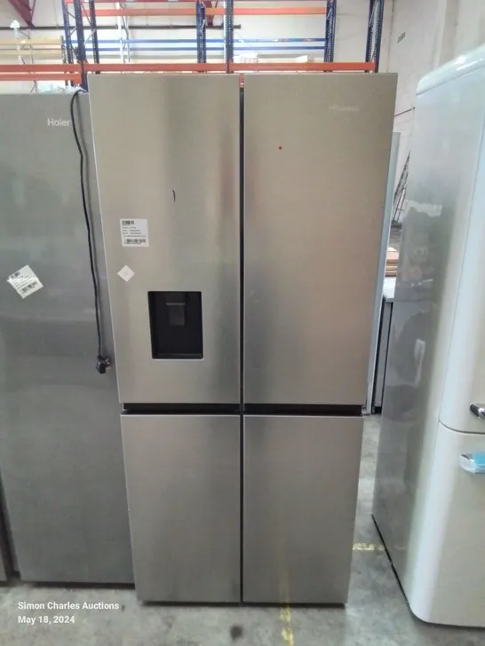 HISENSE 4 DOOR AMERICAN FRIDGE FREEZER WITH DRINK DISPENSER IN SILVER COLLECTION ONLY-