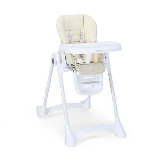 BOXED COSTWAY HEIGHT ADJUSTABLE FOLDING HIGHCHAIR FOR BABY TODDLER - BEIGE