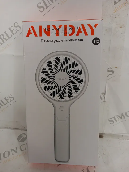 BOXED ANYDAY 4" RECHARGEABLE HANDHELD FAN