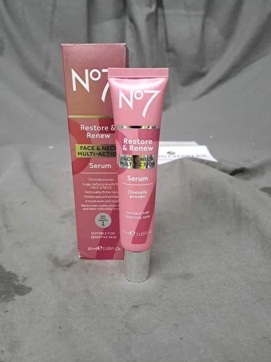 NO7 RESTORE AND RENEW FACE & NECK MULTI-ACTION SERUM 30ML