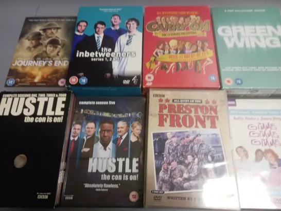 LOT OF 14 ASSORTED DVDS TO INCLUDE GREEN WING, CARRY ON AND PRESTON FRONT