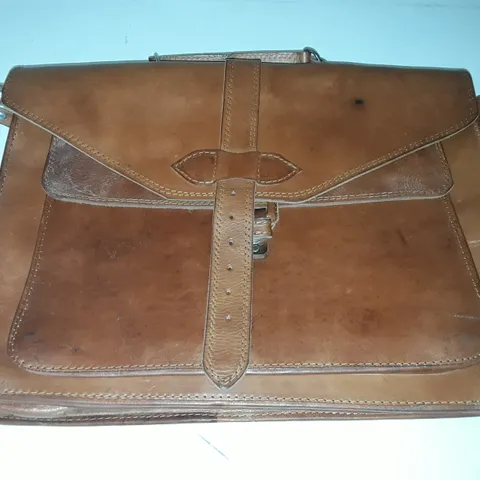 BROWN LEATHER EFFECT SATCHEL
