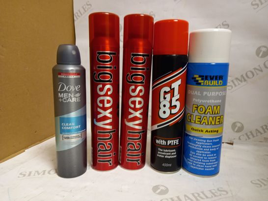 LOT OF APPROXIMATELY 18 ASSORTED AEROSOLS, TO INCLUDE FOAM CLEANER, HAIRSPRAY, ETC - COLLECTION ONLY