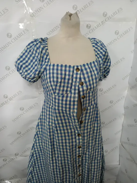 WOMENS BODEN CHEQUERED BUTTON SUMMER DRESS SIZE 10