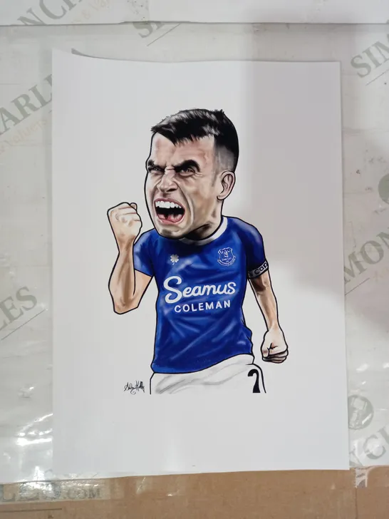 ANDREW KELLY SIGNED SEAMUS COLEMAN EVERTON FOOTBALLER ART PRINT