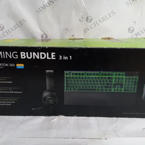 BRAND RAZER GAMING BUNDLE 3 IN 1 TO INCLUDE - GAMING HEADSET, MEMBRANE RGB KEYBOARD AND ESSENTIAL GAMING MOUSE