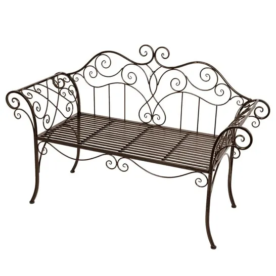 BOXED VIVA LA FRANCE 2-SEATER STEEL GARDEN BENCH (1 BOX)