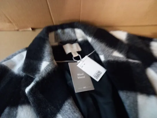 H&M WOOL BLEND BLACK/WHITE CHECK - EUR XS